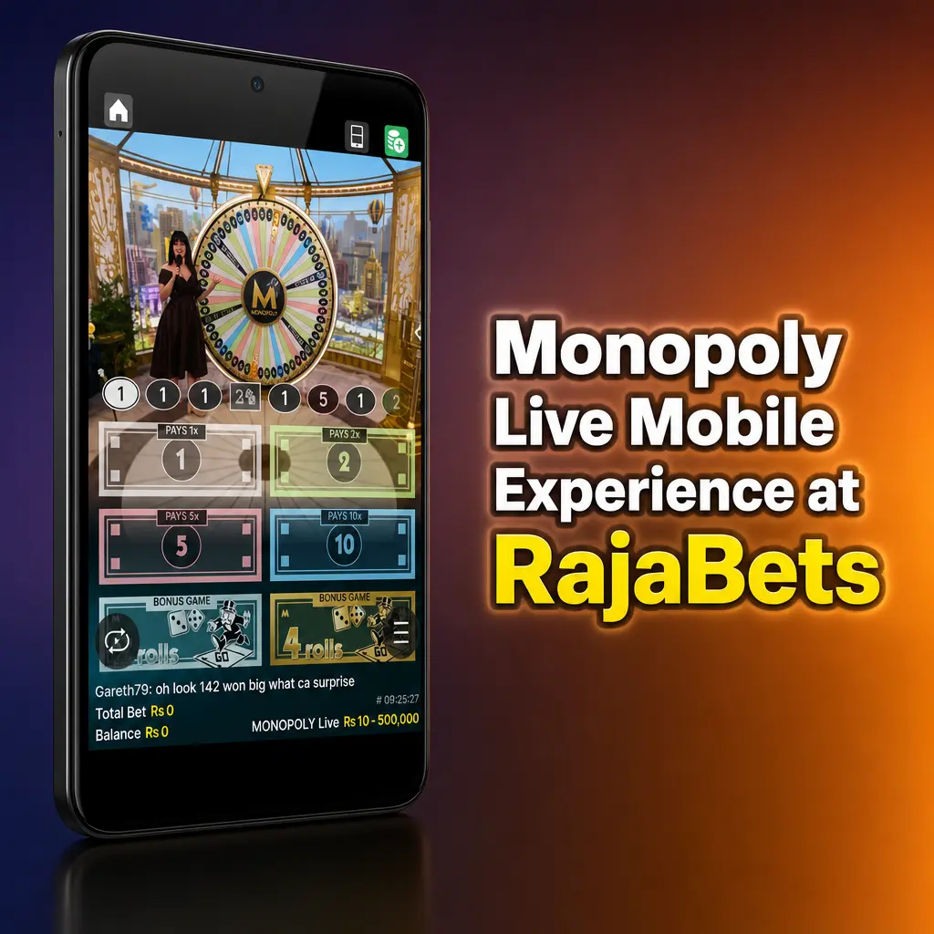 Monopoly Live game on a mobile phone screen at RajaBets
