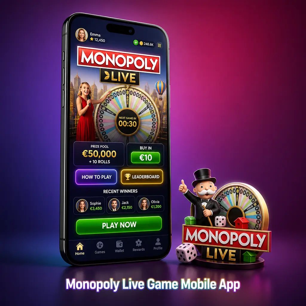 Monopoly Live game running on a mobile casino app