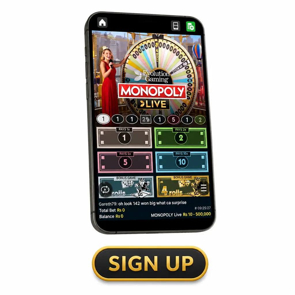 Monopoly Live game registration screen in India